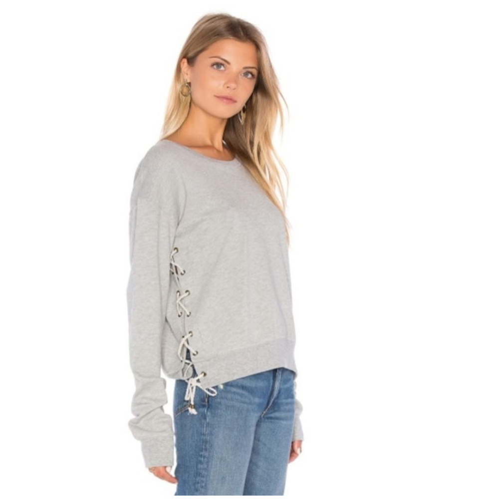 Ragdoll! Edgy Side Laced Sweatshirt with Embrodierd Stich Detail Well Made C/P - Picture 5 of 14